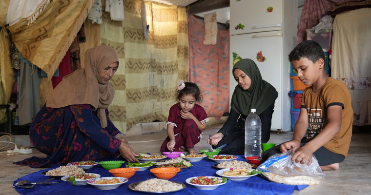 family eating food